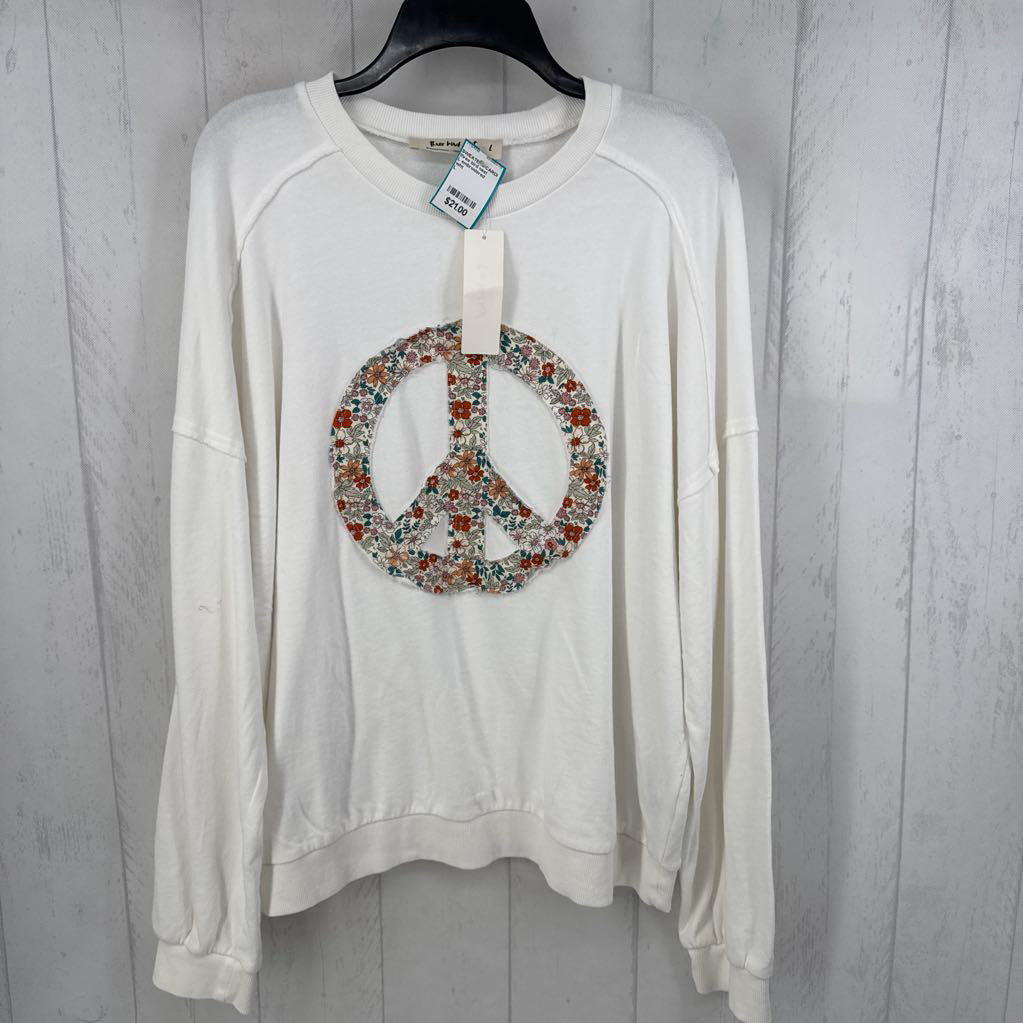 L embroidered peace sign sweatshirt