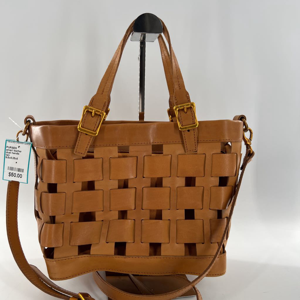 dual handle basketweave bag