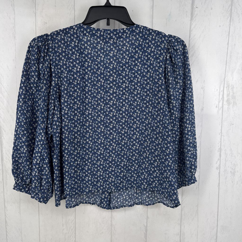 M flo print round neck 3/4 slv top