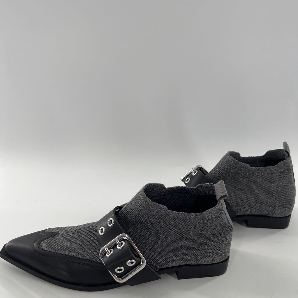 7.5 buckle knit slip-on flats