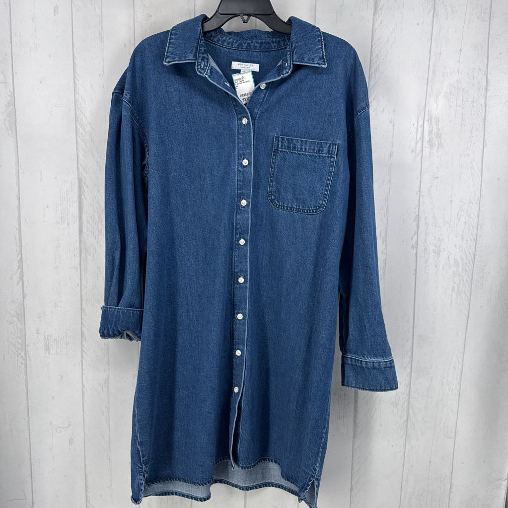 L button down l/s denim dress