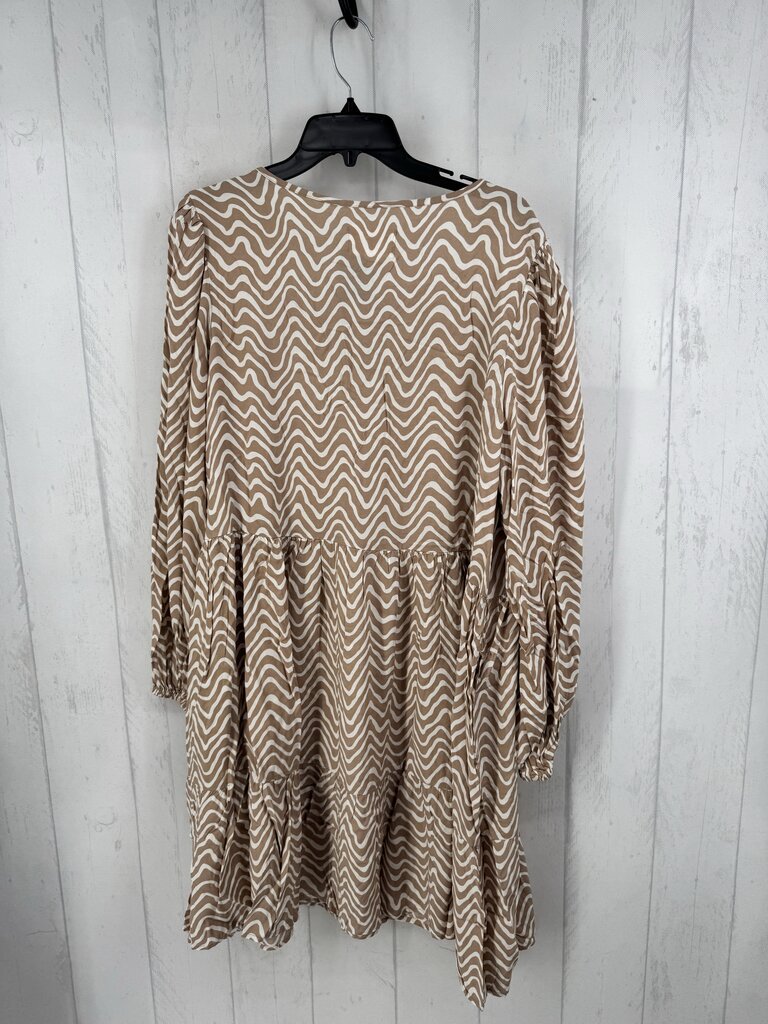 L tie front printed l/s dress