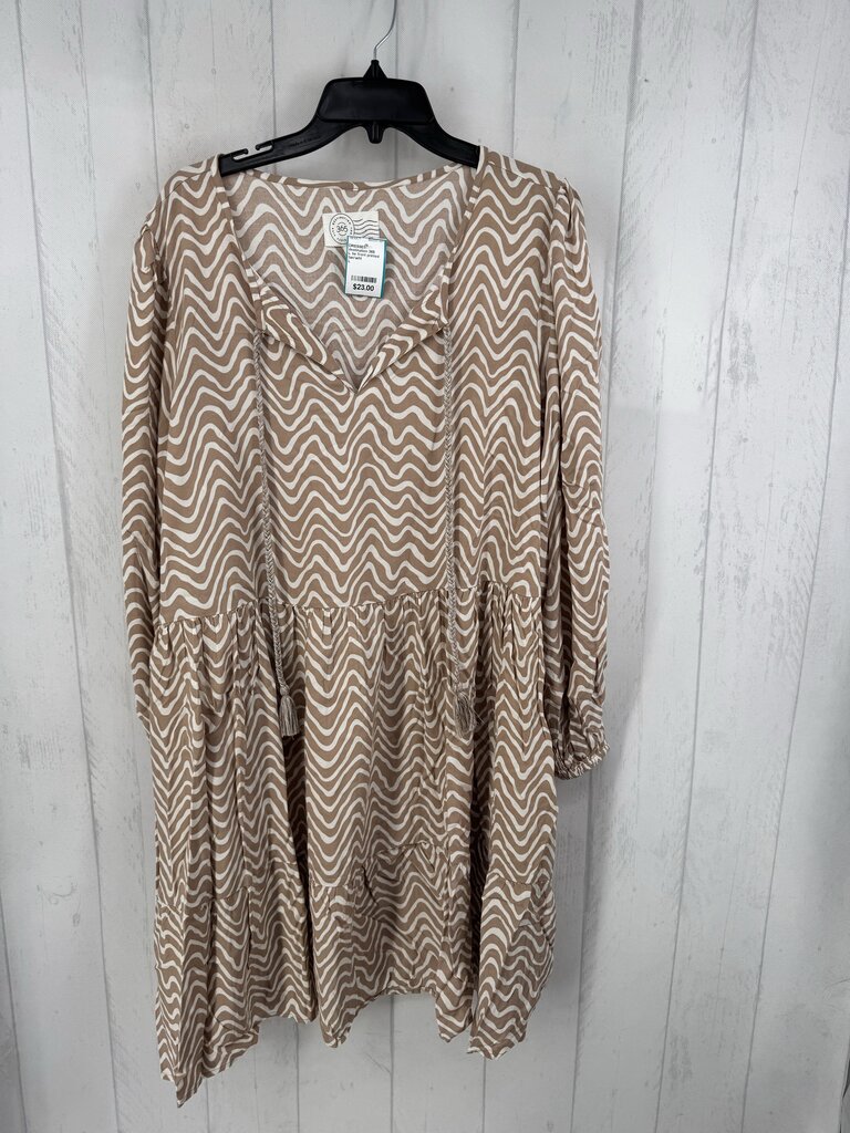 L tie front printed l/s dress