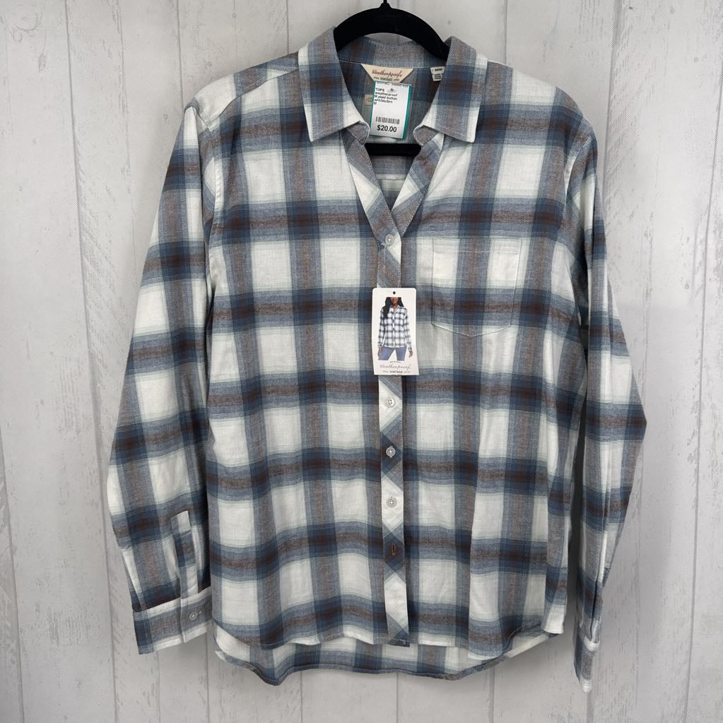M plaid button down l/s top