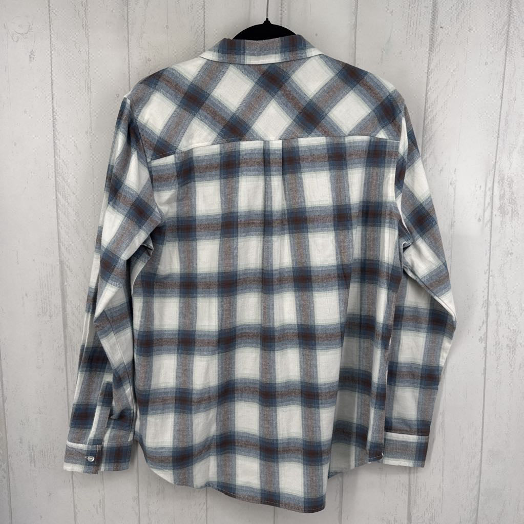 M plaid button down l/s top