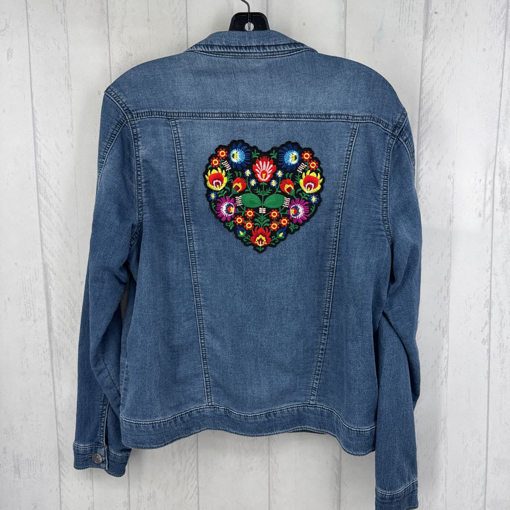 L flo embroidered detail jean jacket