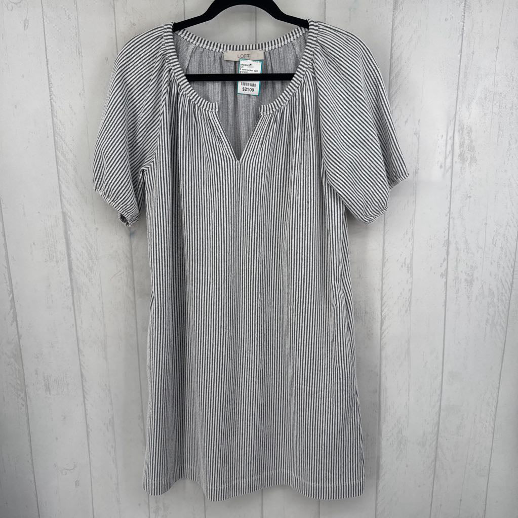 S seersucker split neck s/s dress