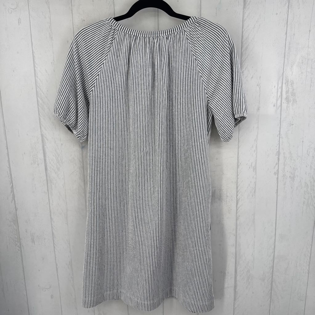 S seersucker split neck s/s dress