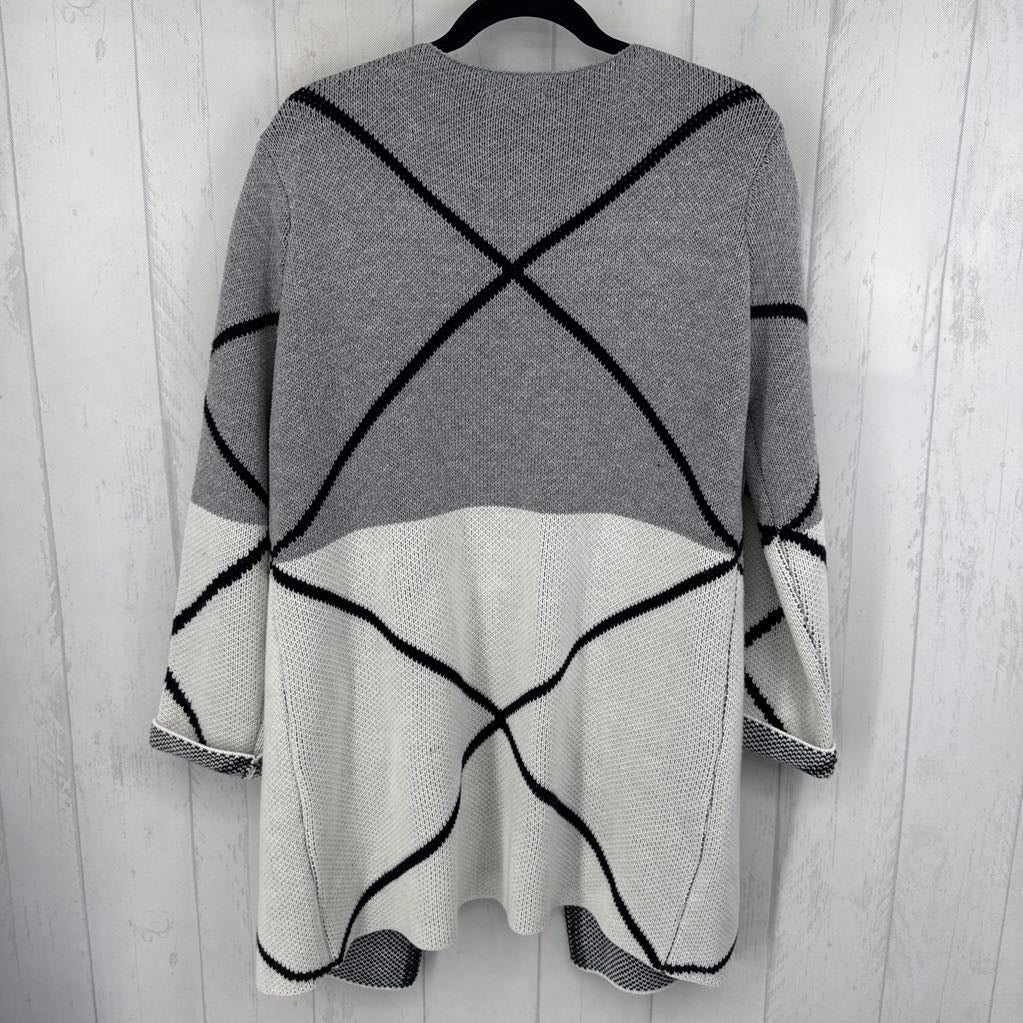 XL colorblock open front sweater cardi