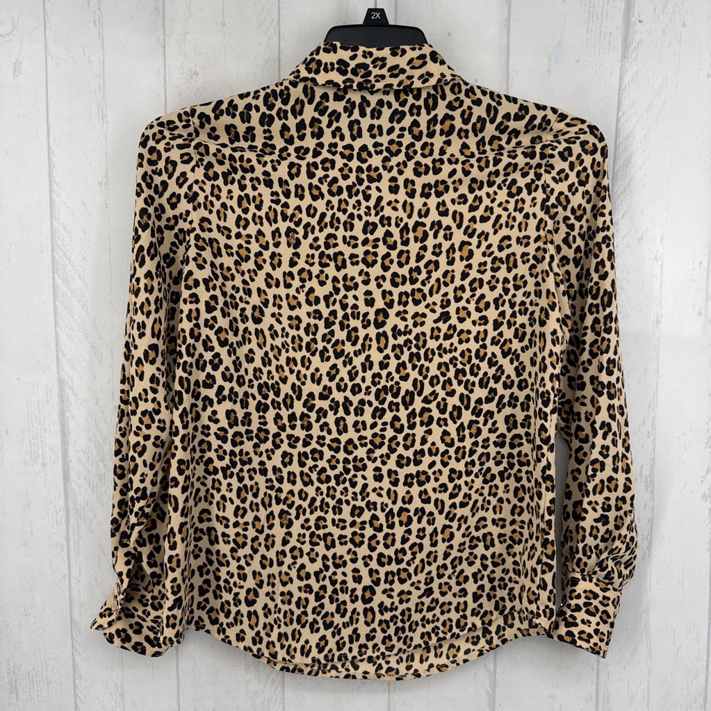 XXS animal print button down l/s top
