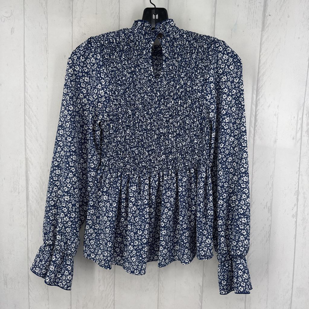 XS flo print smocked l/s top