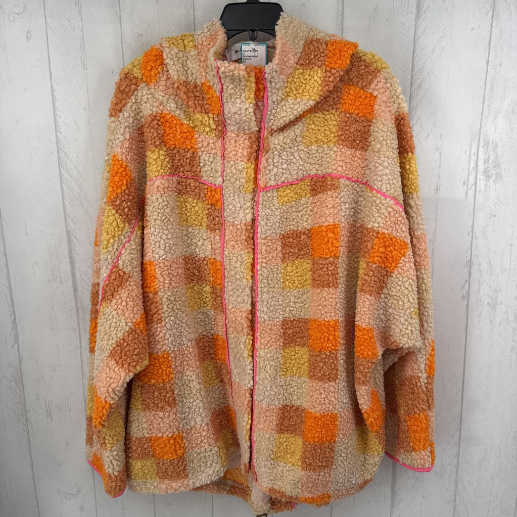 1xl checkered sherpa hooded jacket
