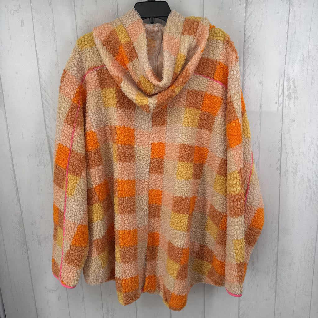1xl checkered sherpa hooded jacket