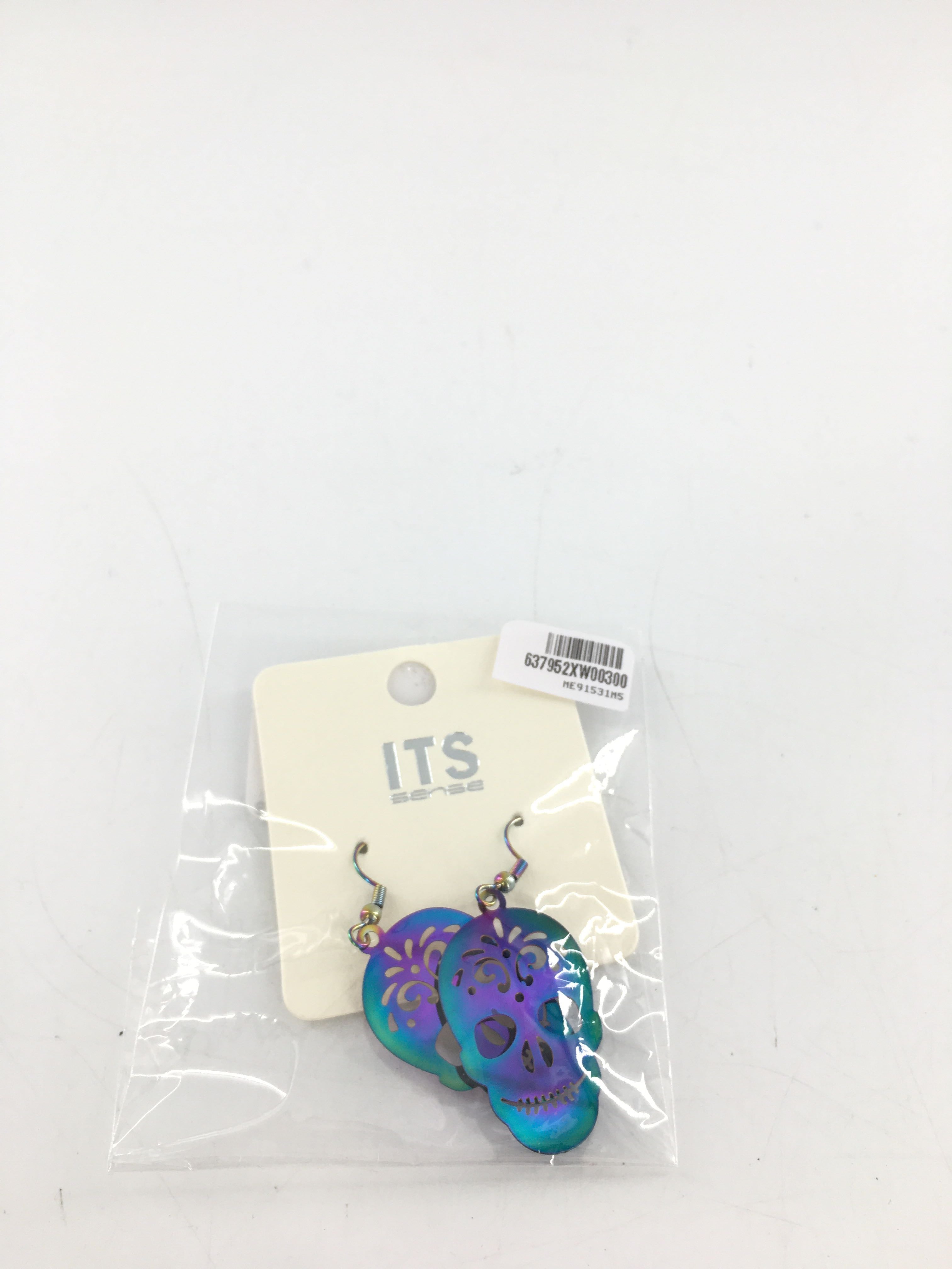 iridescent skull dangle earrings