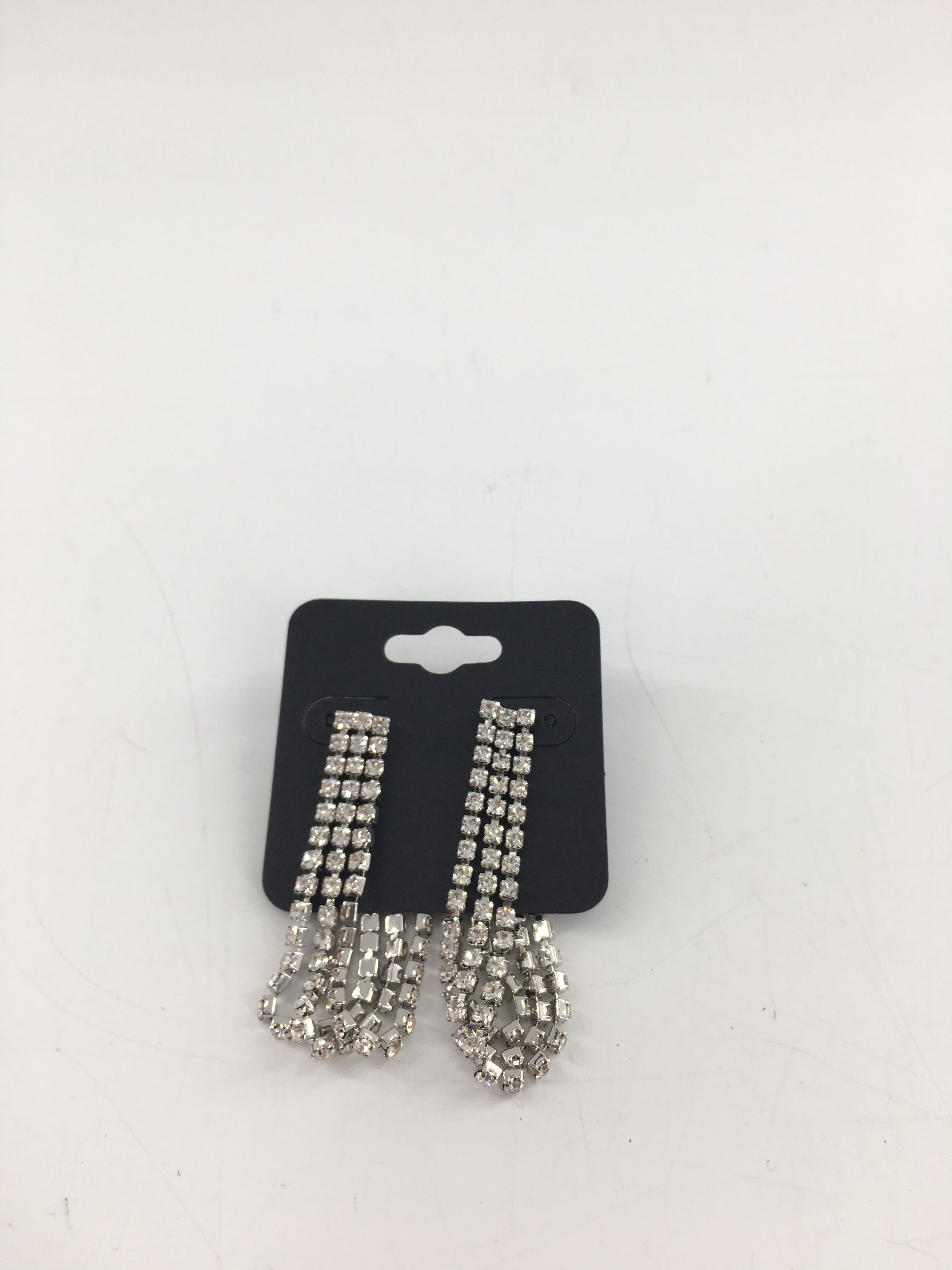 silver rhinestone dangle earrings