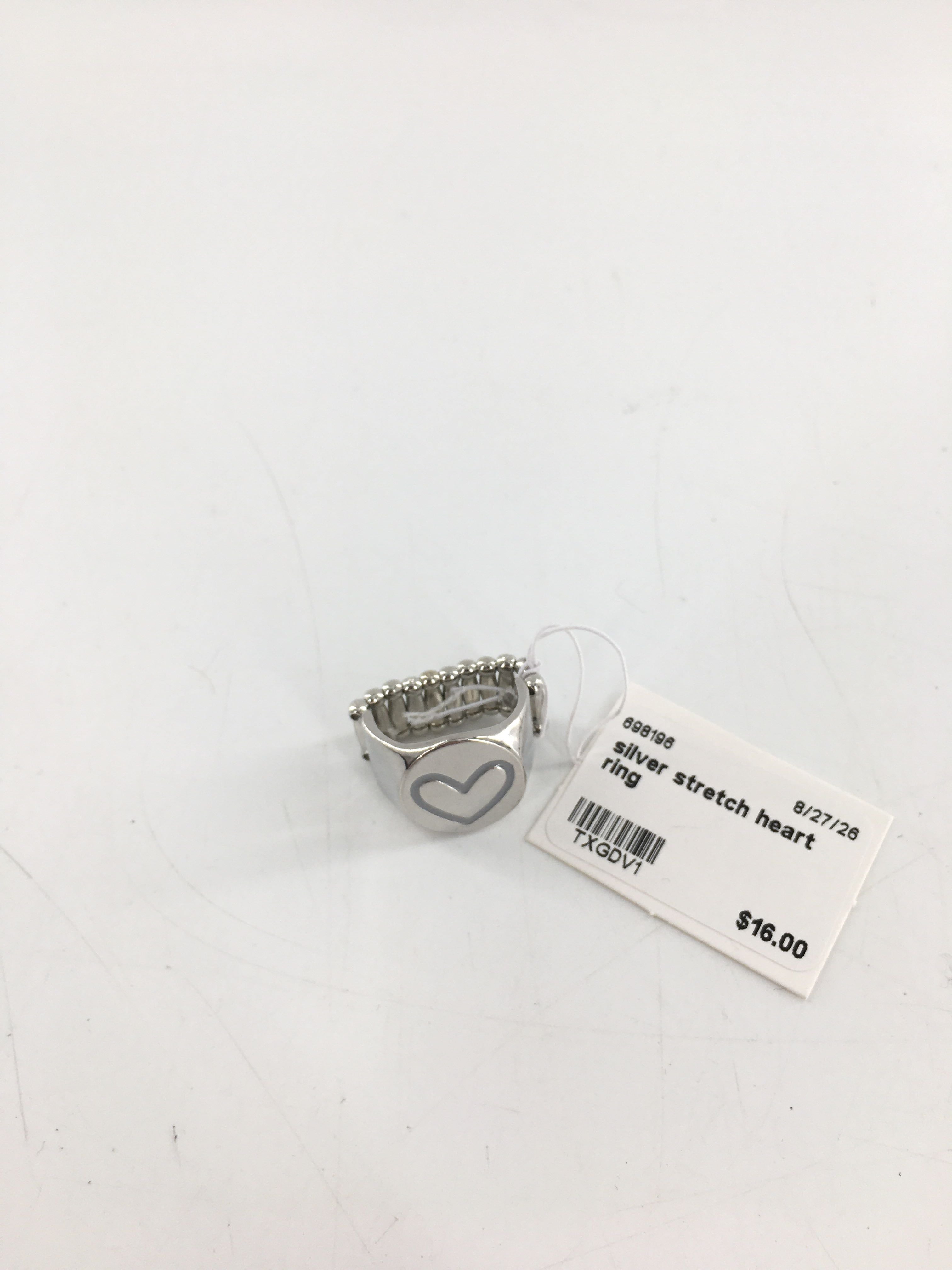 silver stretch heart ring