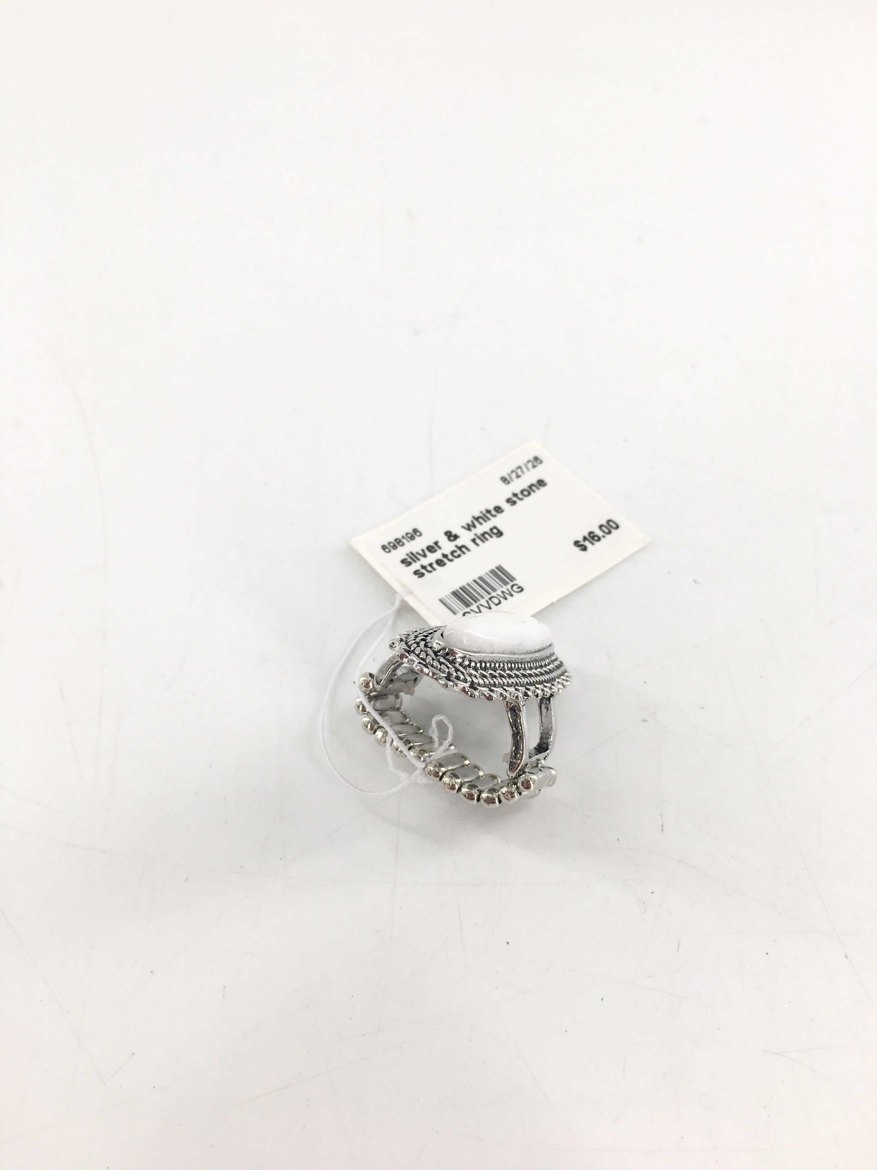 silver & white stone stretch ring