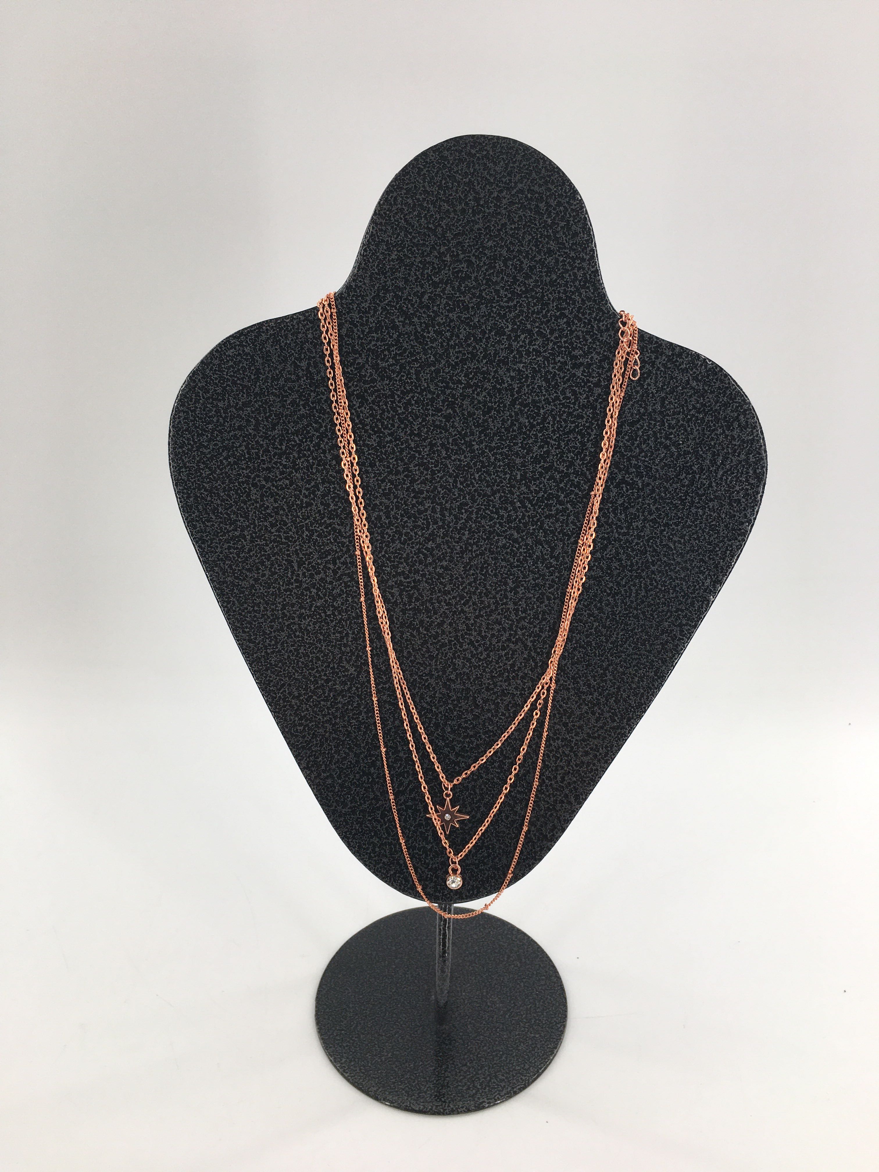 rose gold triple strand necklace