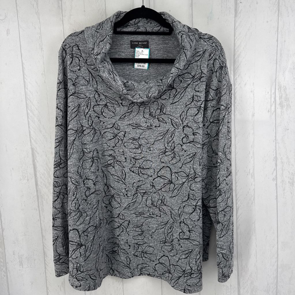 22/24 flo print cowl neck l/s tunic