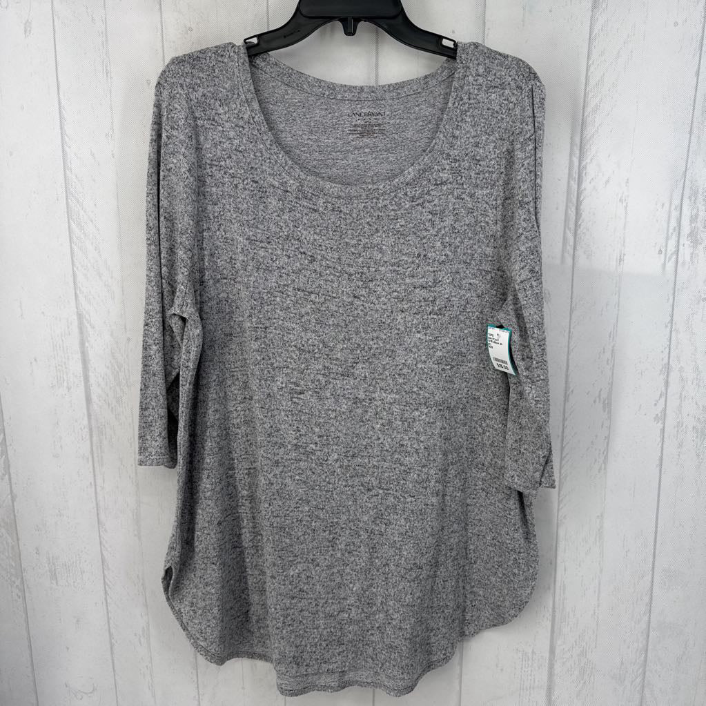 14/16 elbow slv marled scoop neck top