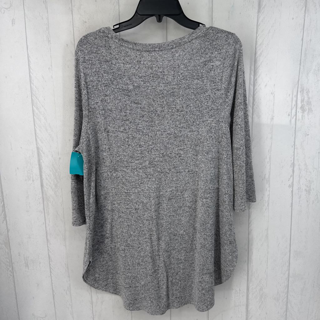 14/16 elbow slv marled scoop neck top