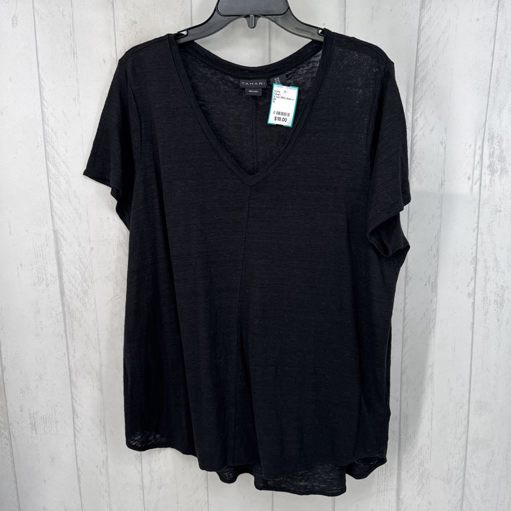 1x s/s 100% linen v-neck top