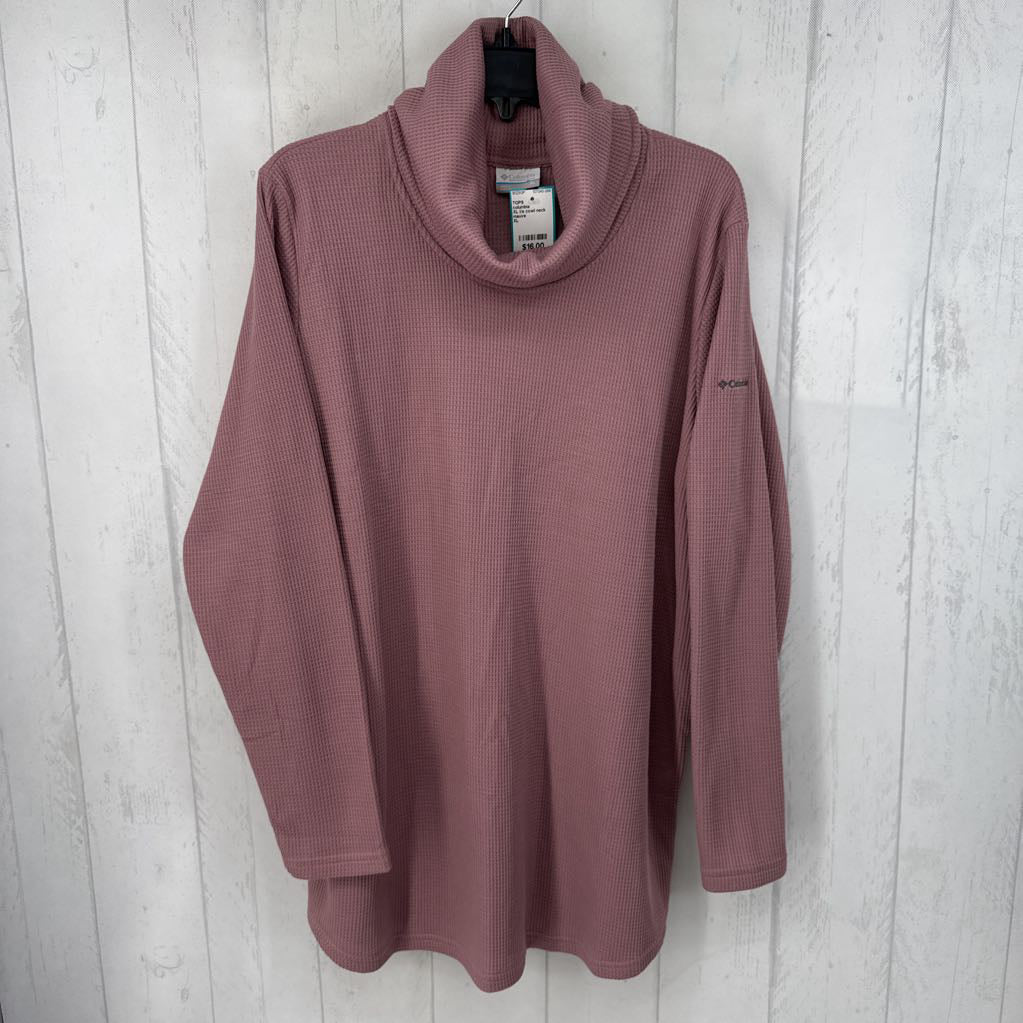 XL l/s cowl neck waffle top