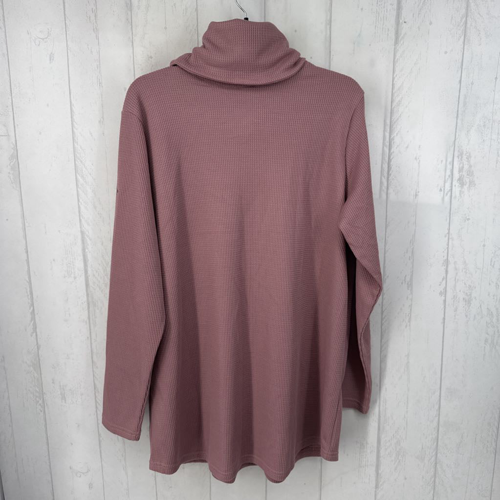 XL l/s cowl neck waffle top