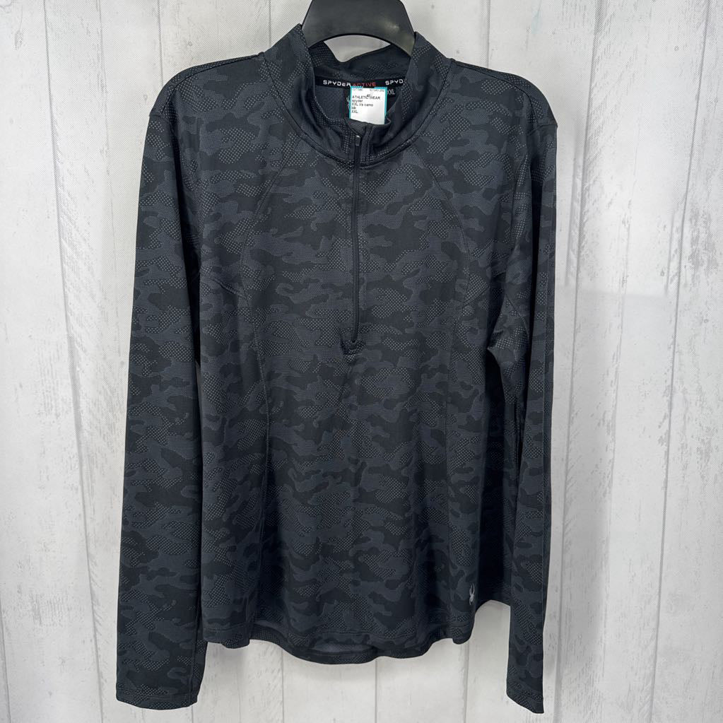 XXL l/s camo quarter zip top