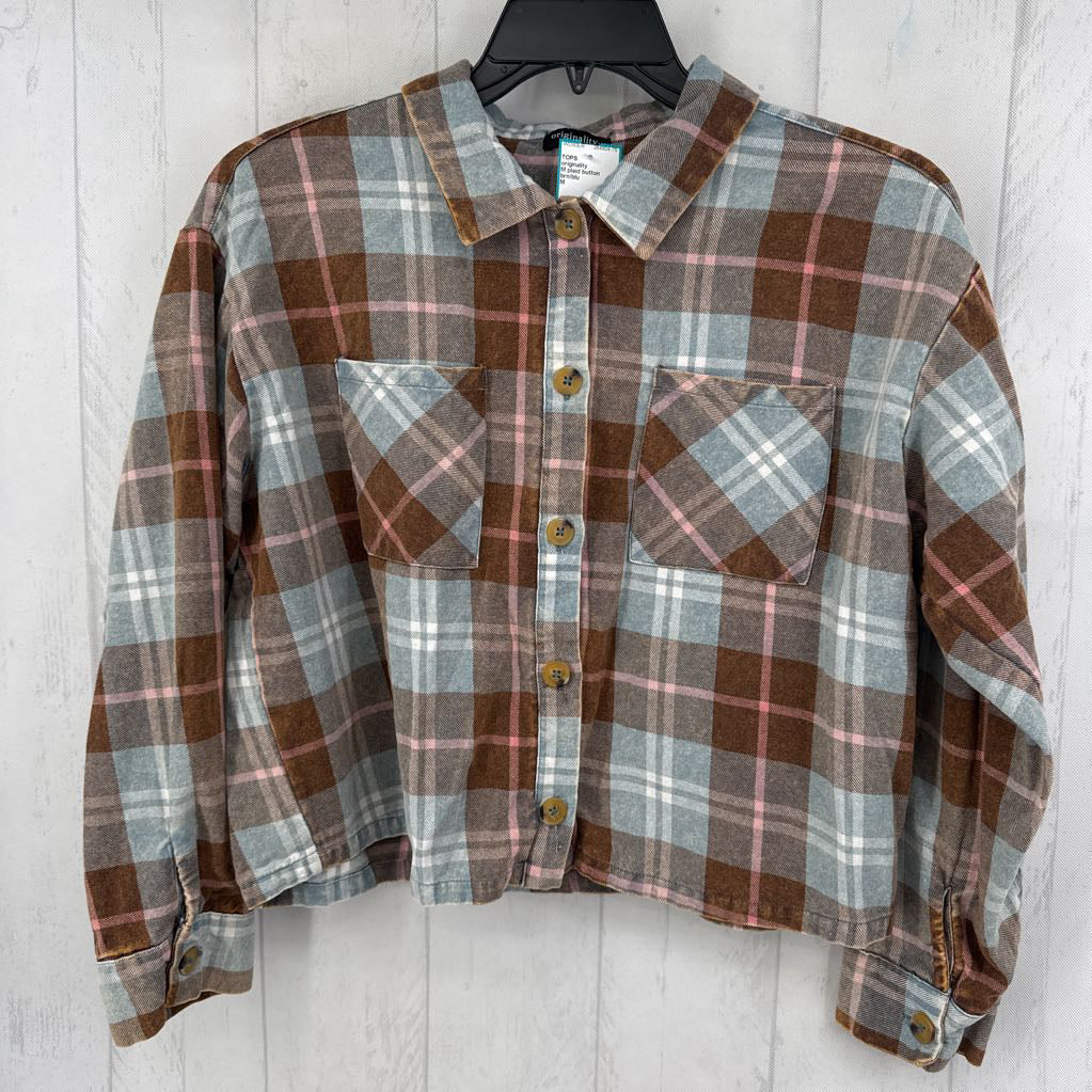 M plaid button down l/s top