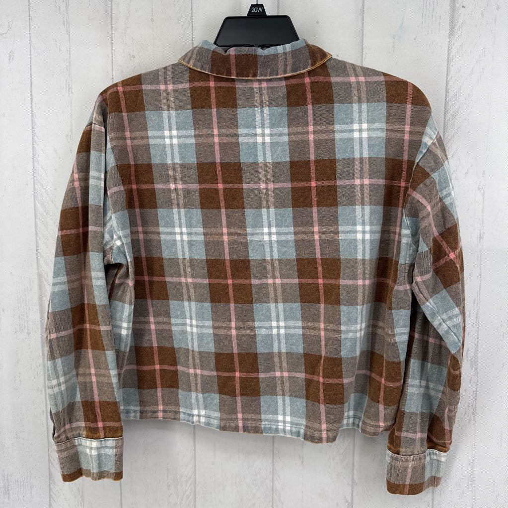 M plaid button down l/s top