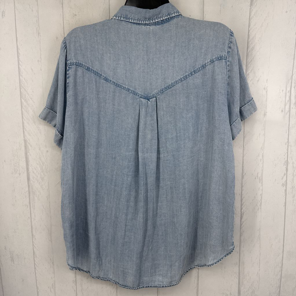 M denim button down s/s top