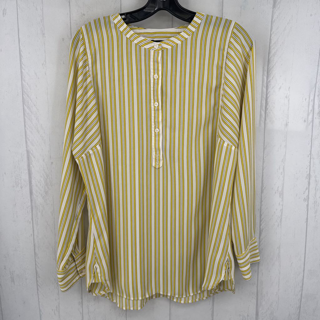 M striped 1/2 button down l/s top