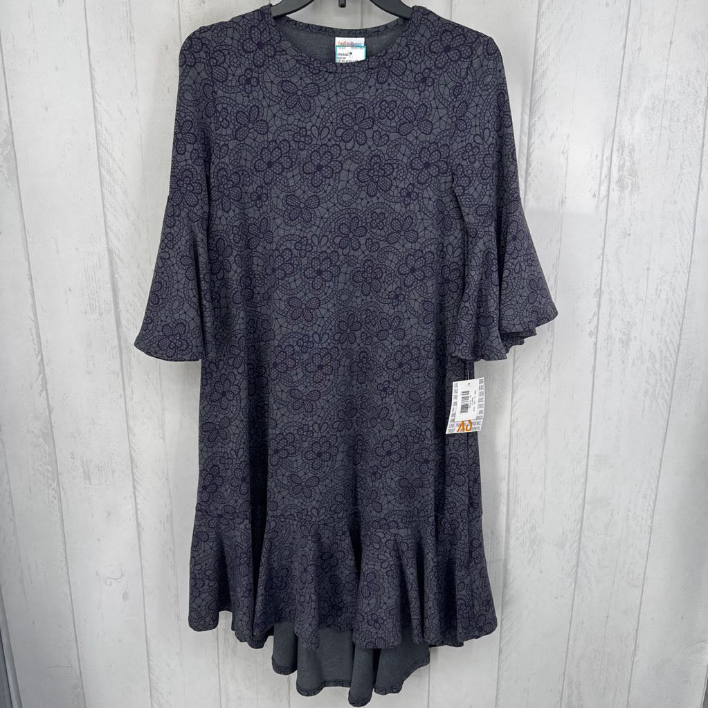 XS flo print ruffle hem dress