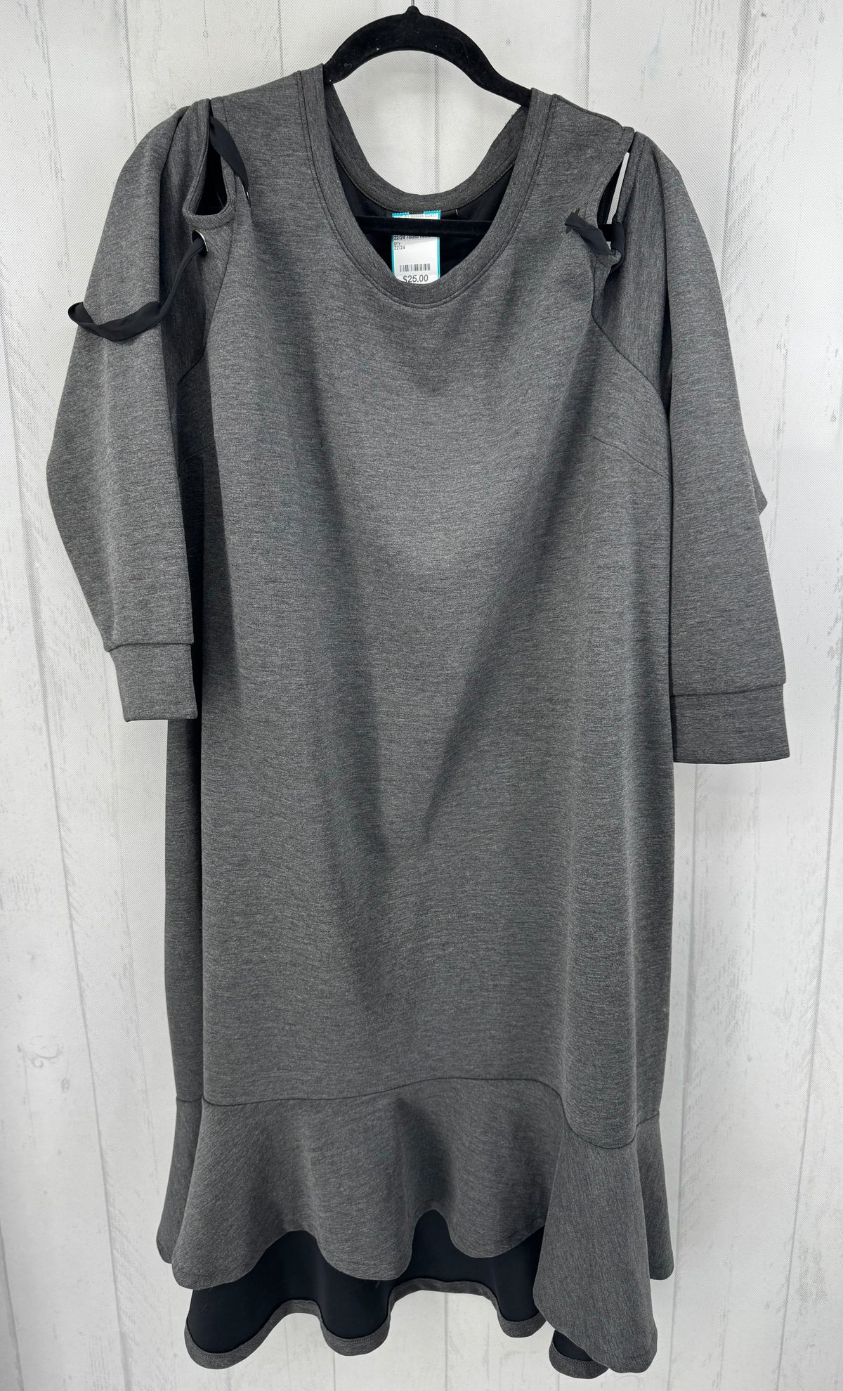 22/24 round neck cold shoulder l/s dress