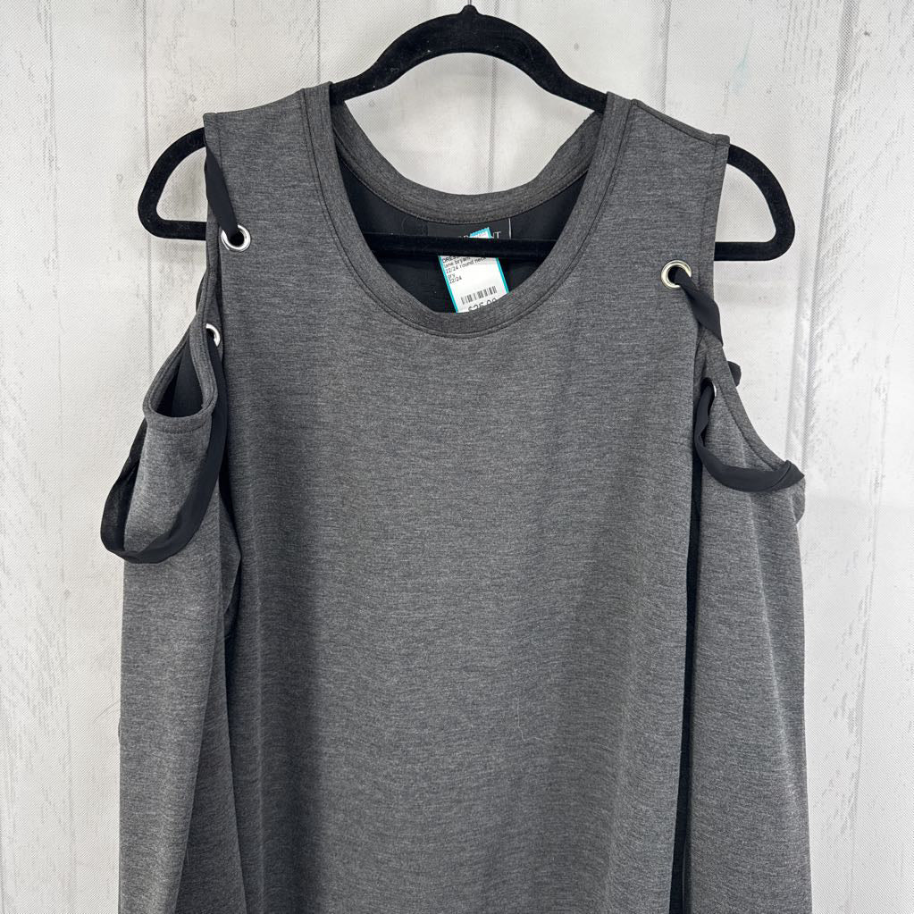 22/24 round neck cold shoulder l/s dress