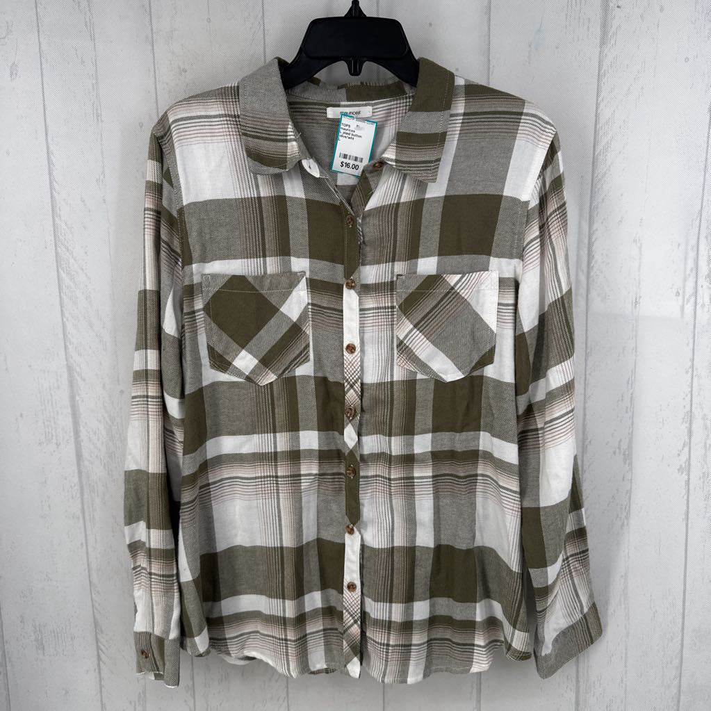 L plaid button down l/s top