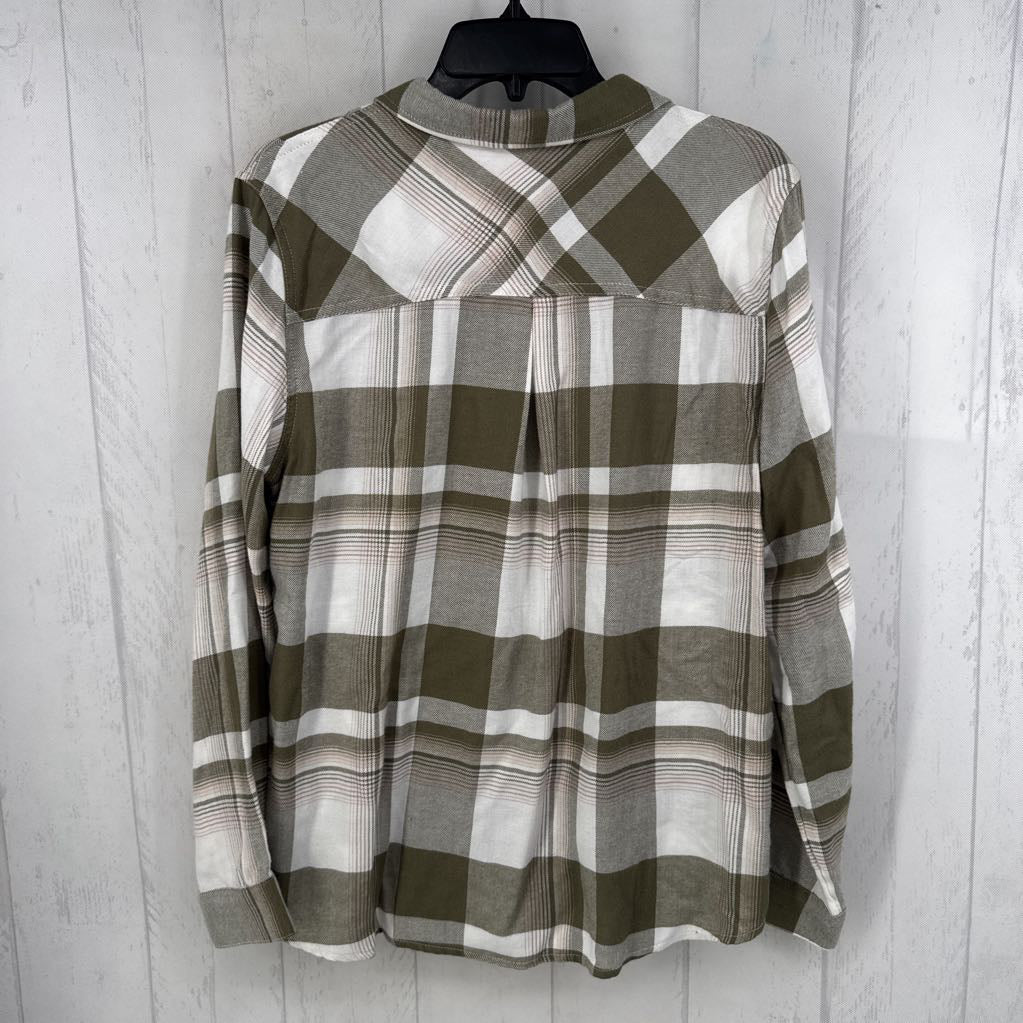 L plaid button down l/s top