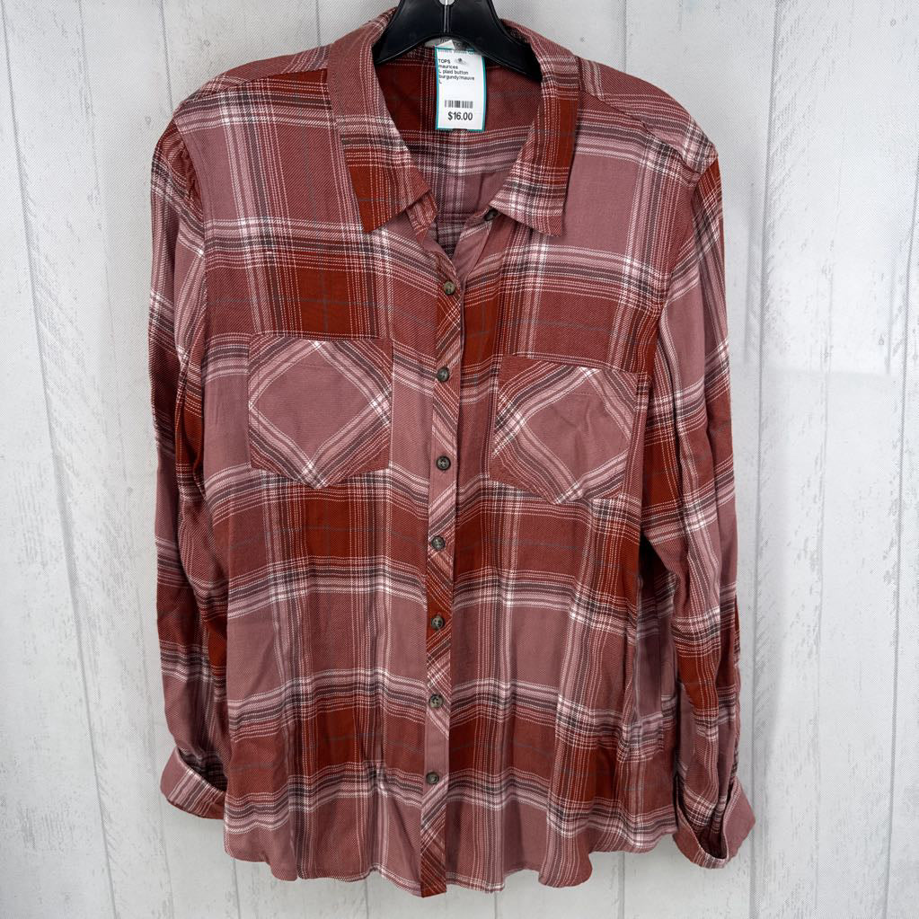 L plaid button down l/s top