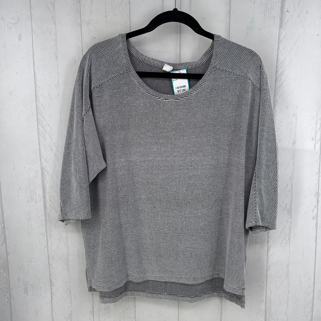 L striped dolman slv top
