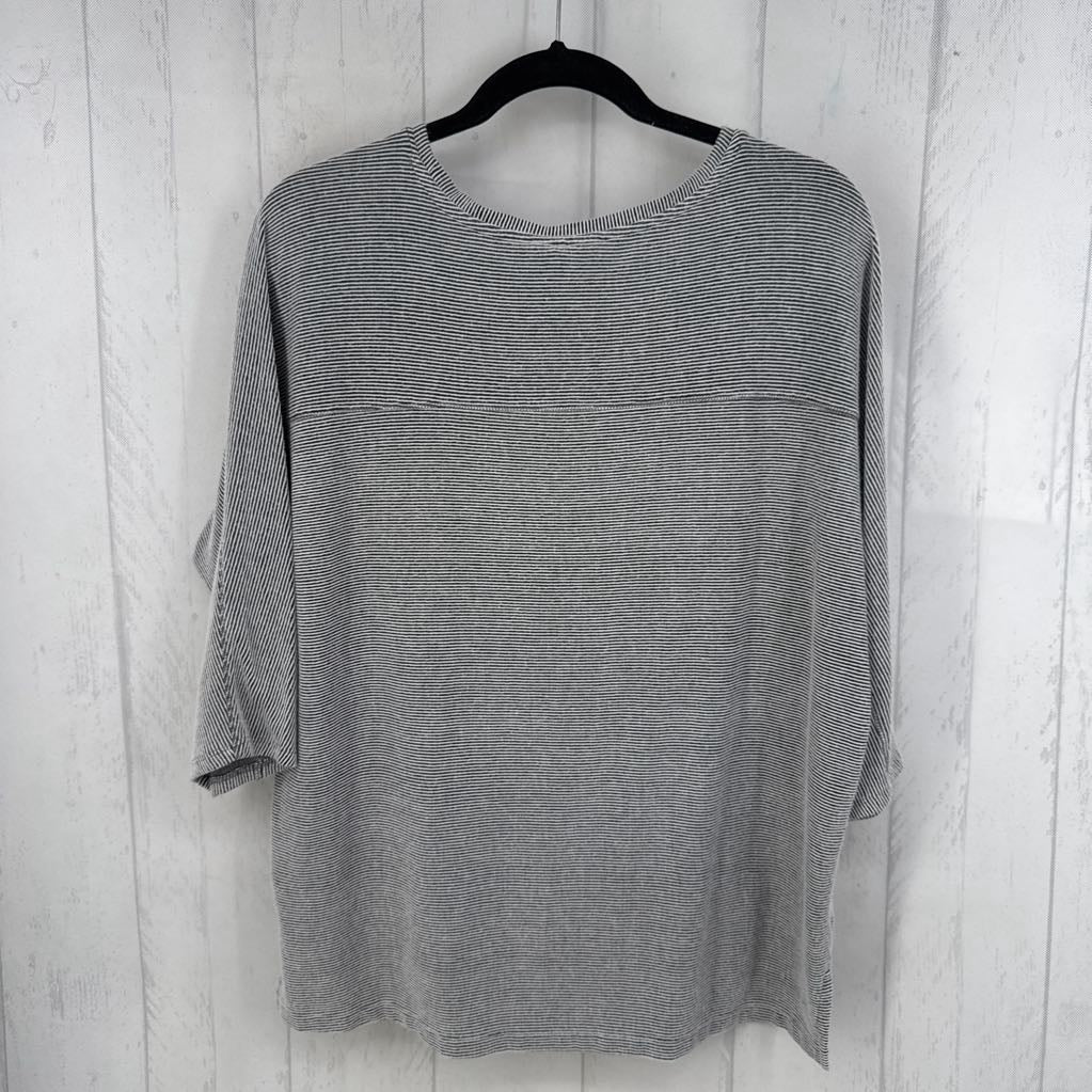 L striped dolman slv top