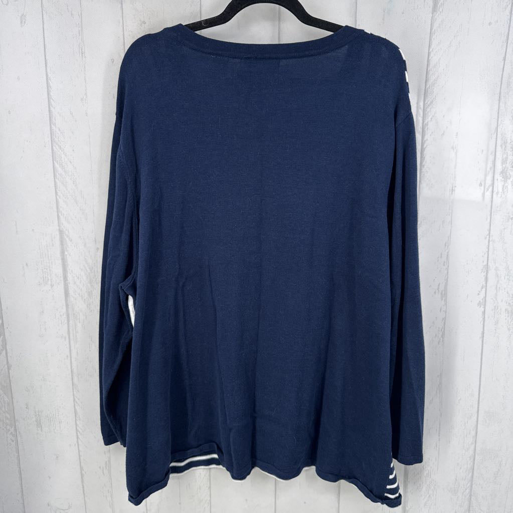 3X striped embelished sweater