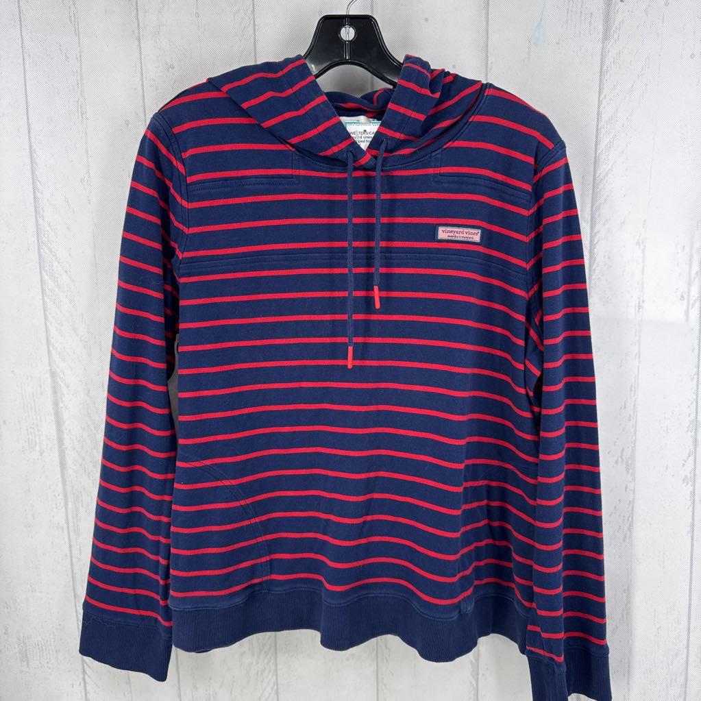 XL striped hooded pullover