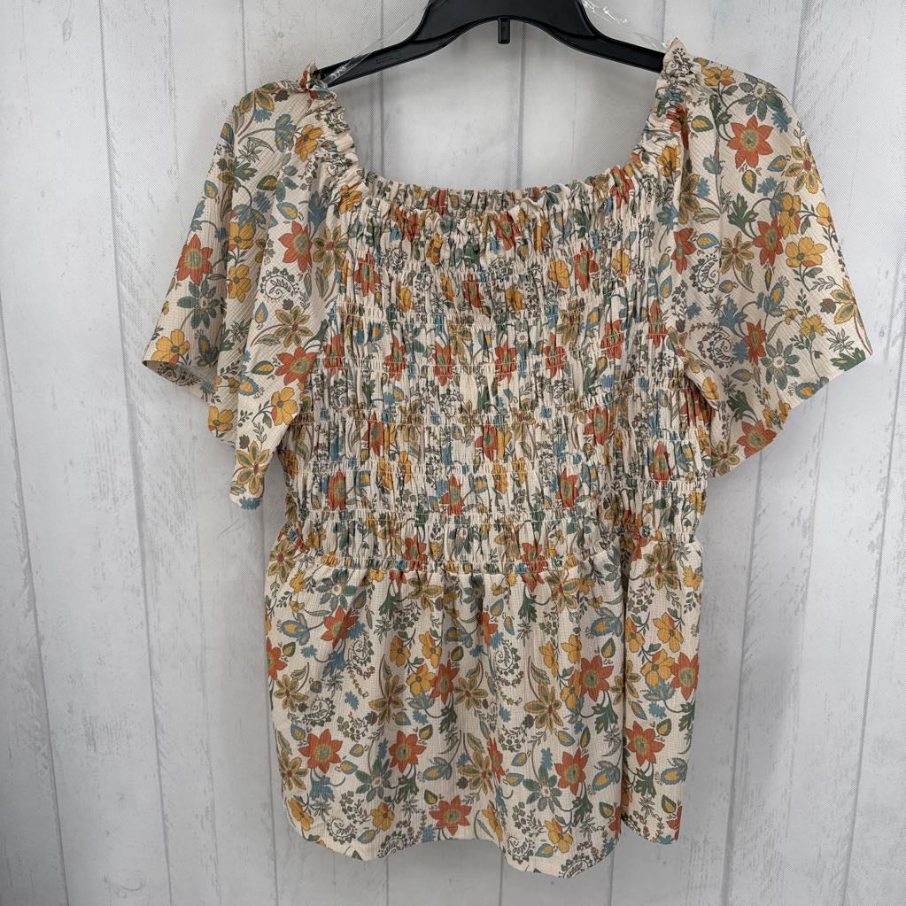 2x smocked s/s floral top