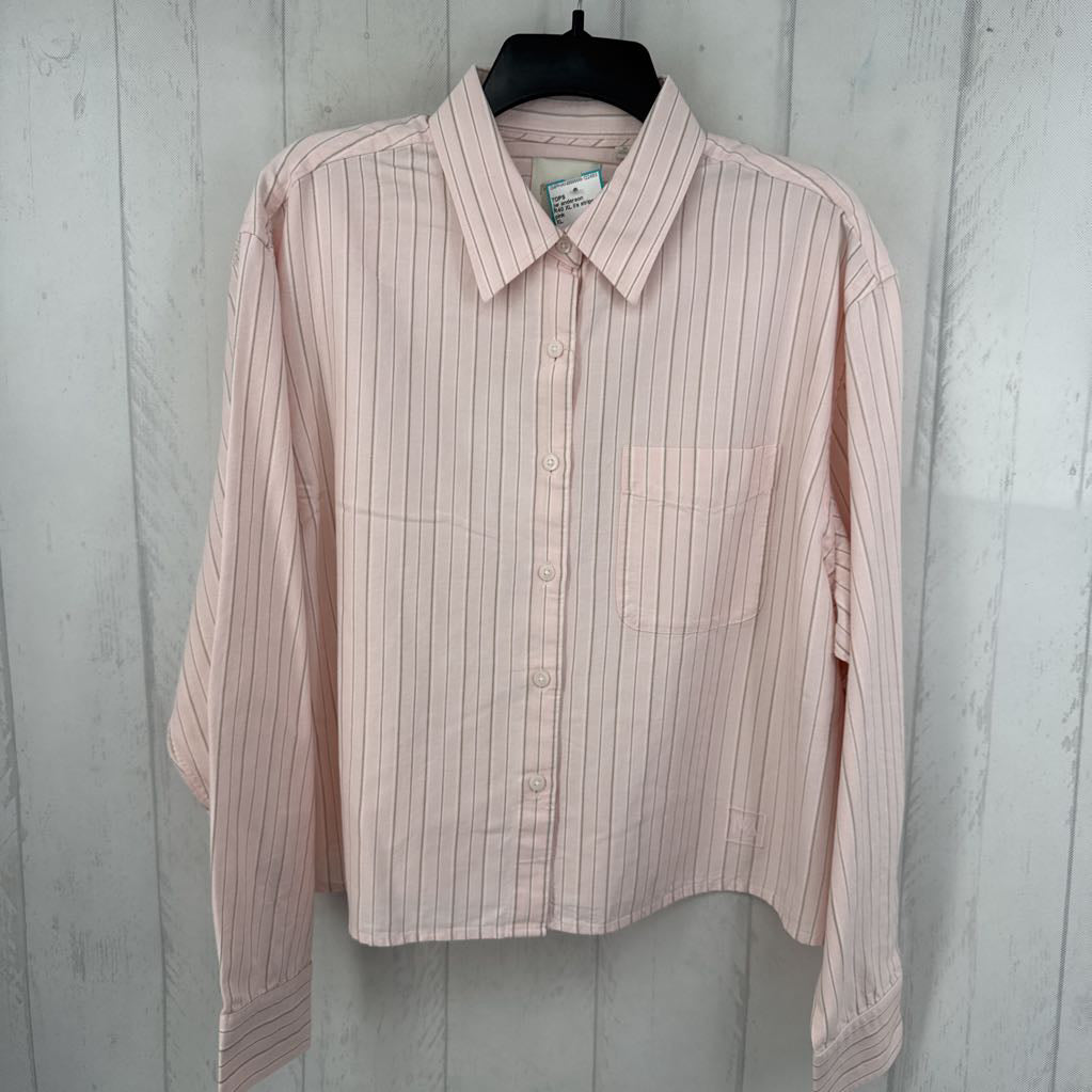 R40 XL l/s stripe crop button shirt