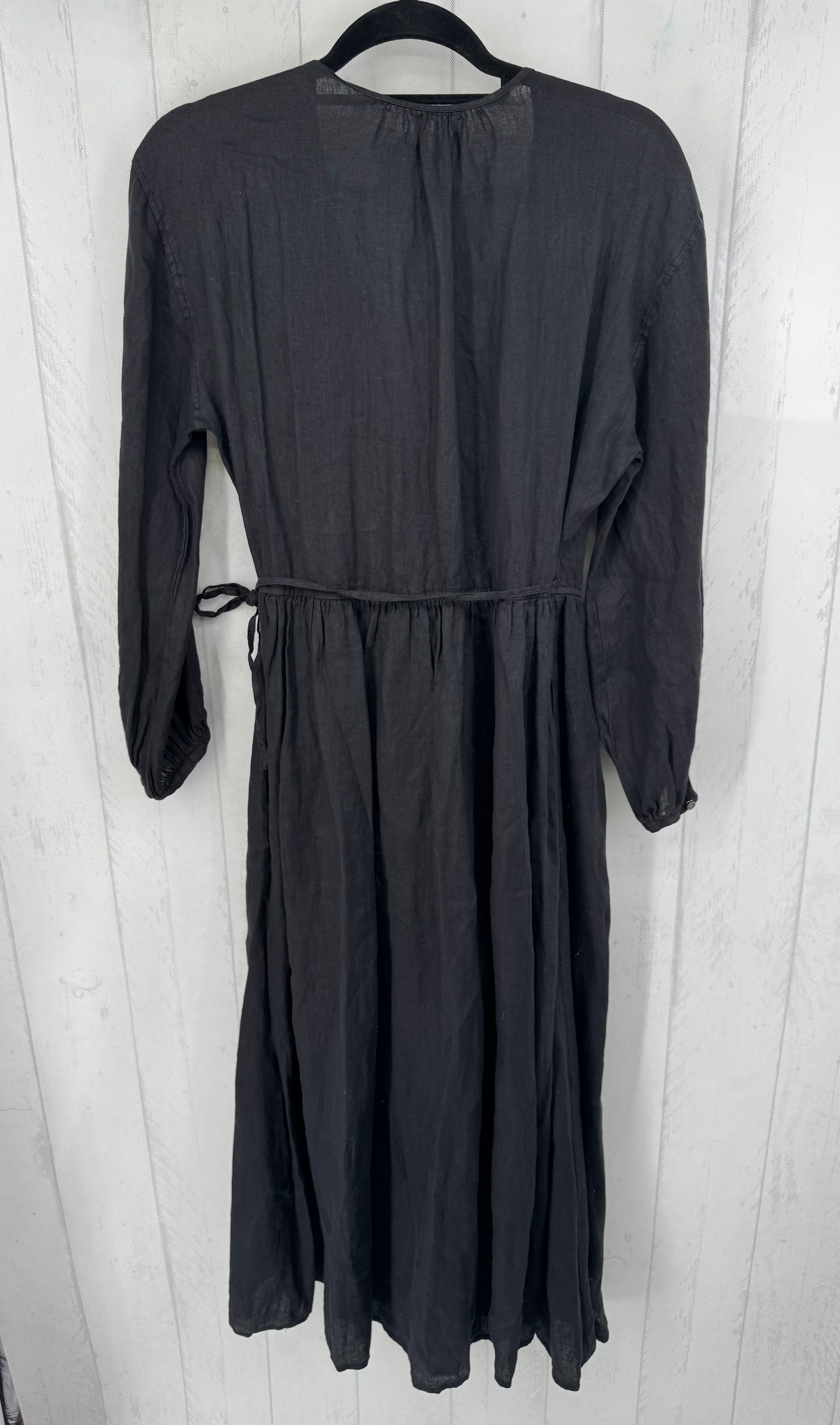 L l/s linen wrap maxi dress