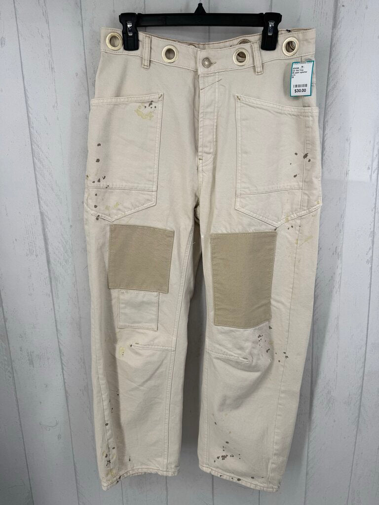 26 paint splatter barrel leg jean