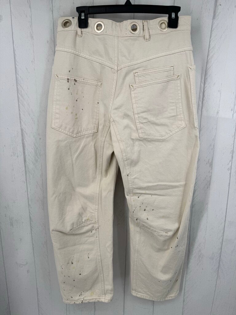 26 paint splatter barrel leg jean