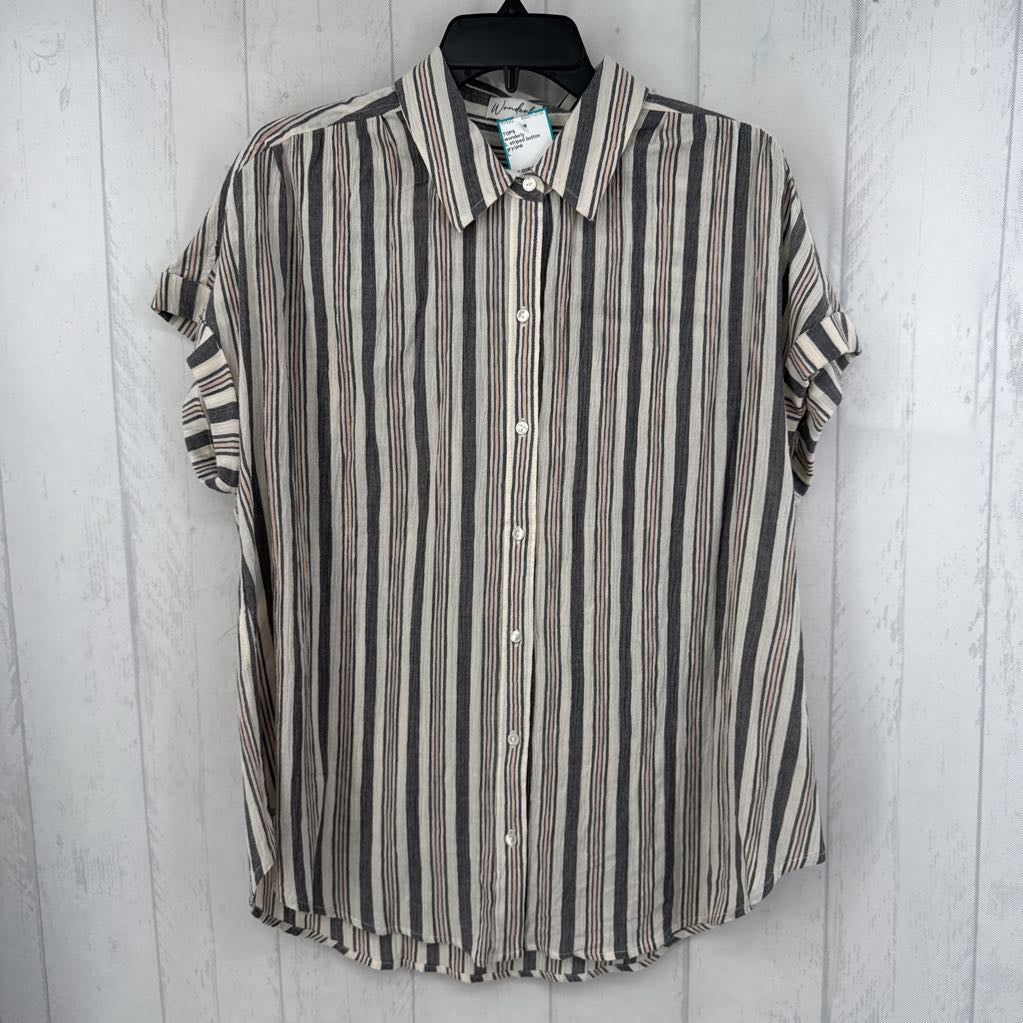 L striped button down s/s top