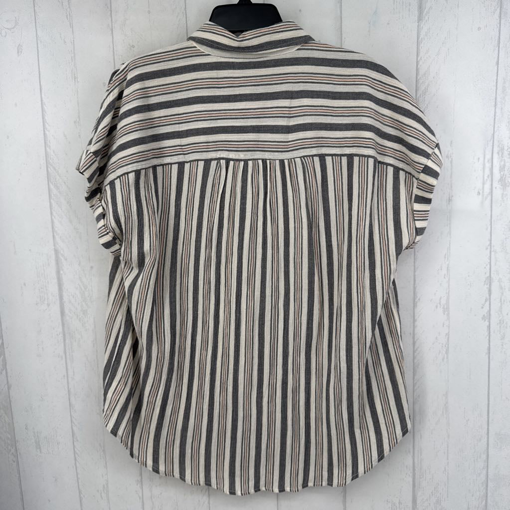 L striped button down s/s top